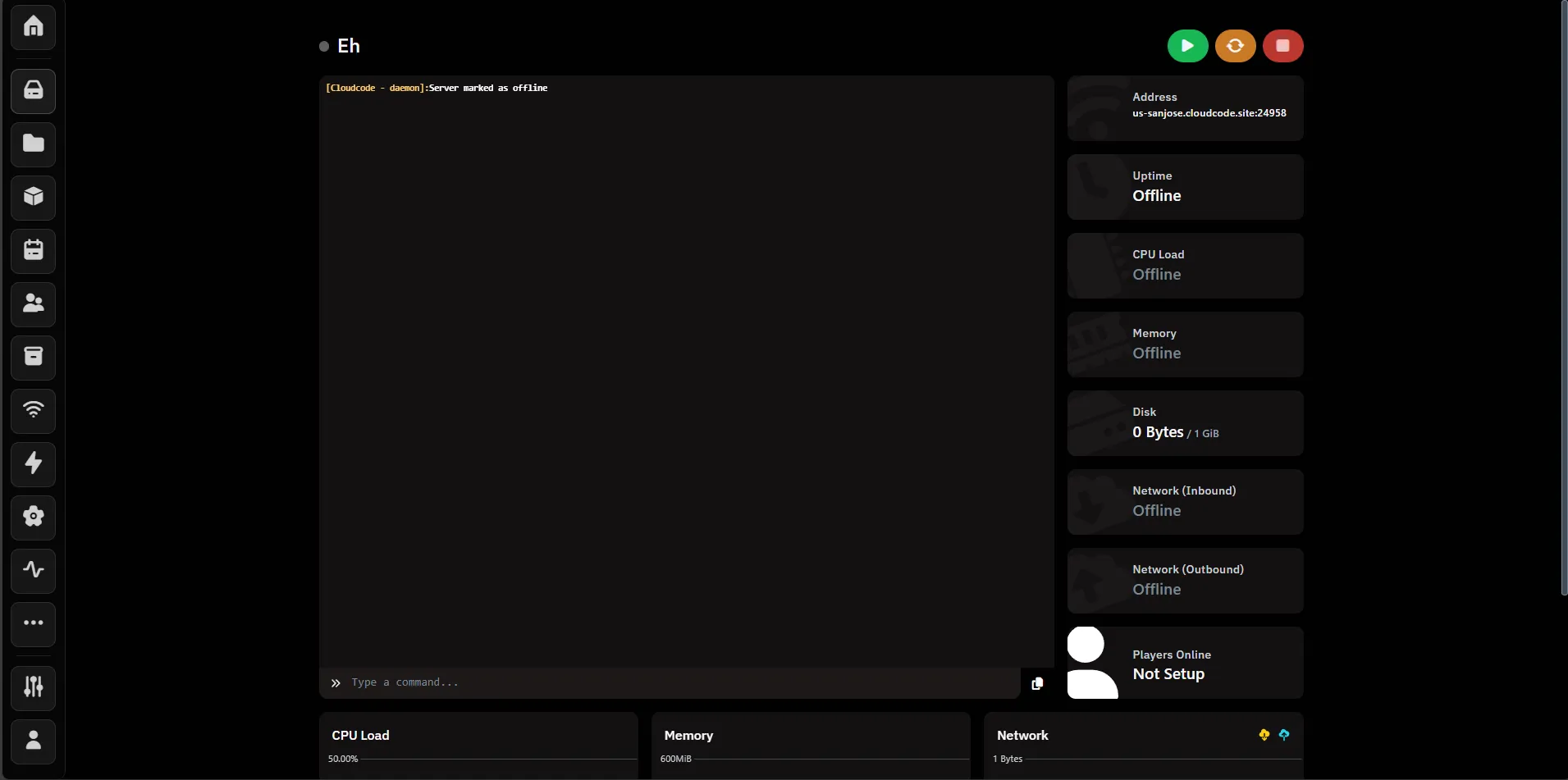 the console of your server